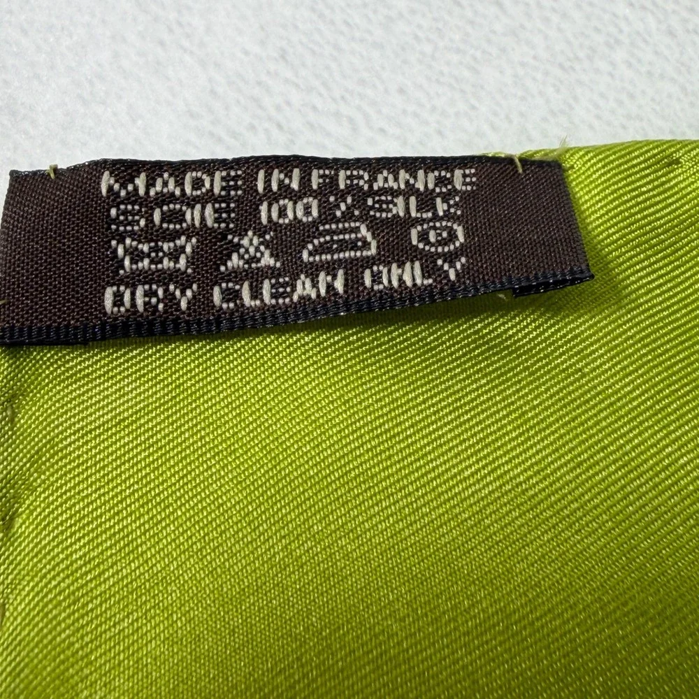 Large‎ Psychedelic Floral Silk Scarf Lime Green Pink Geometric 53x53 Made France